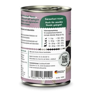 Knuffelwuff Nassfutter Rind Pur Mit Heidekartoffeln & Petersilie 6 X 400g 3 Knuffelwuff Nassfutter Rind Pur Mit Heidekartoffeln & Petersilie 6 X 400g – Bild 3