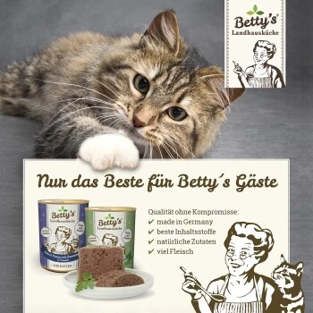 Betty's Landhausküche Rind Pur Mit Leinöl 6 X 400g Für Katze 3 Betty's Landhausküche Rind Pur Mit Leinöl 6 X 400g Für Katze – Bild 3