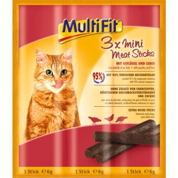 MultiFit Mini Meat Sticks 25x3x6g Geflügel & Leber 1 MultiFit Mini Meat Sticks 25x3x6g Geflügel & Leber