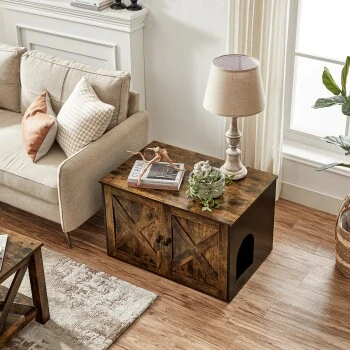 FEANDREA Katzenklo Schrank Braun-Schwarz 3 FEANDREA Katzenklo Schrank Braun-Schwarz – Bild 3