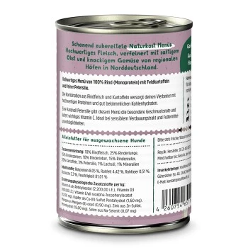 Knuffelwuff Nassfutter Rind Pur Mit Heidekartoffeln & Petersilie 6 X 400g 2 Knuffelwuff Nassfutter Rind Pur Mit Heidekartoffeln & Petersilie 6 X 400g – Bild 2