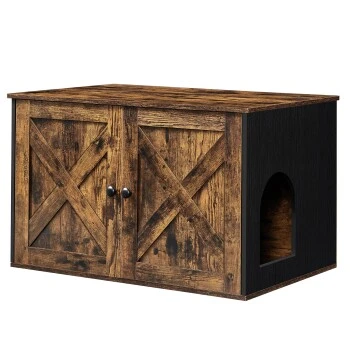 FEANDREA Katzenklo Schrank Braun-Schwarz 1 FEANDREA Katzenklo Schrank Braun-Schwarz