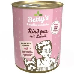 Betty's Landhausküche Rind Pur Mit Leinöl 6 X 400g Für Hund